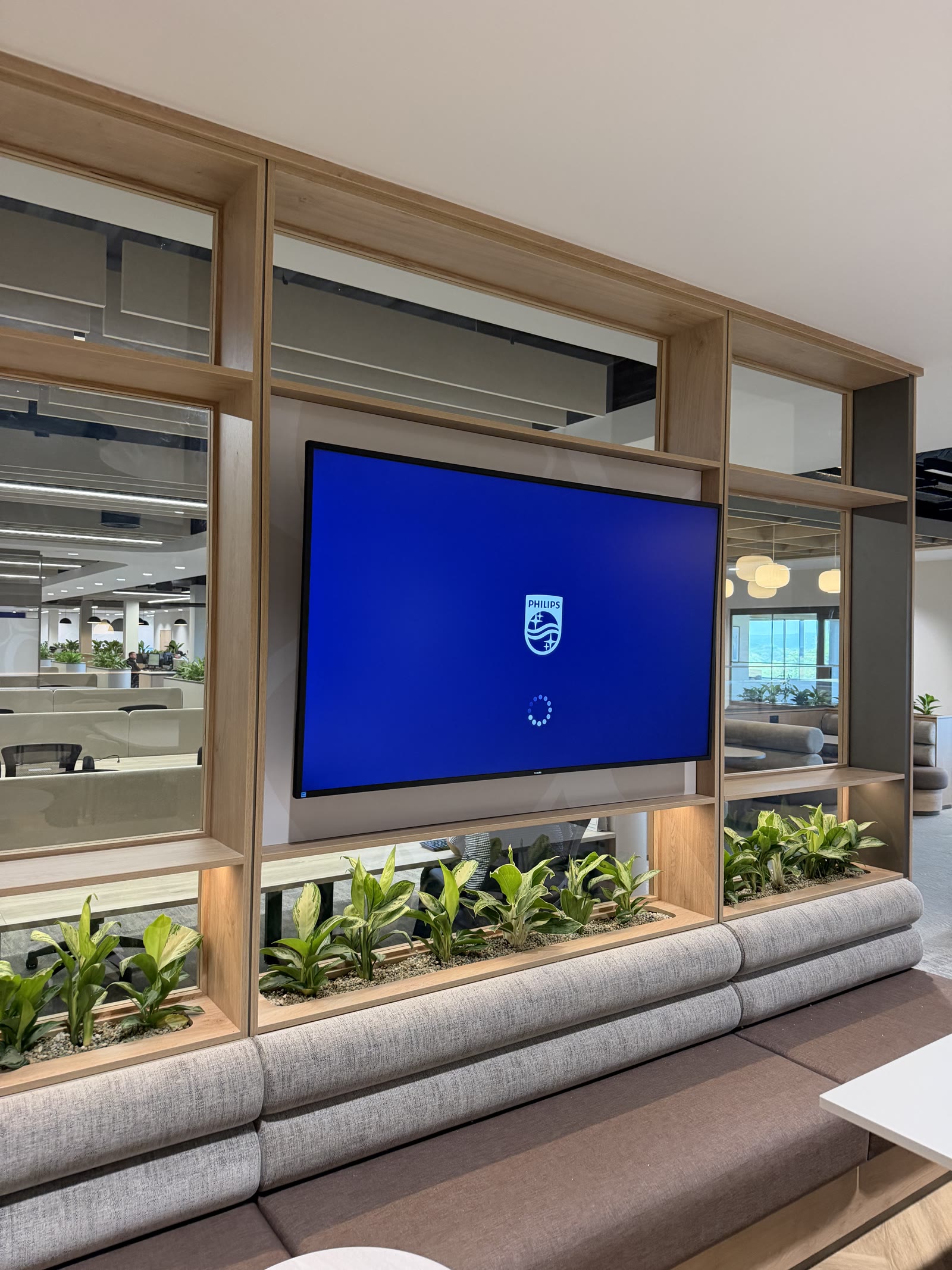 HTI Group kitchen and break area digital signage screen, Mill Farm, Kirkham, Wilsons Systems