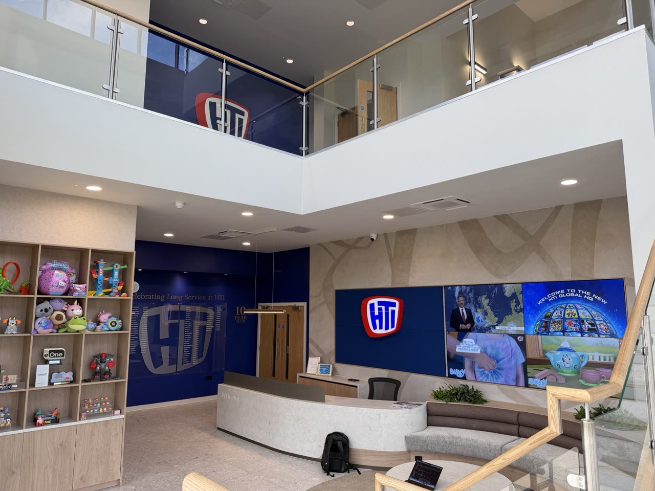 HTI Group reception media wall, Mill Farm, Kirkham, Wilsons Systems